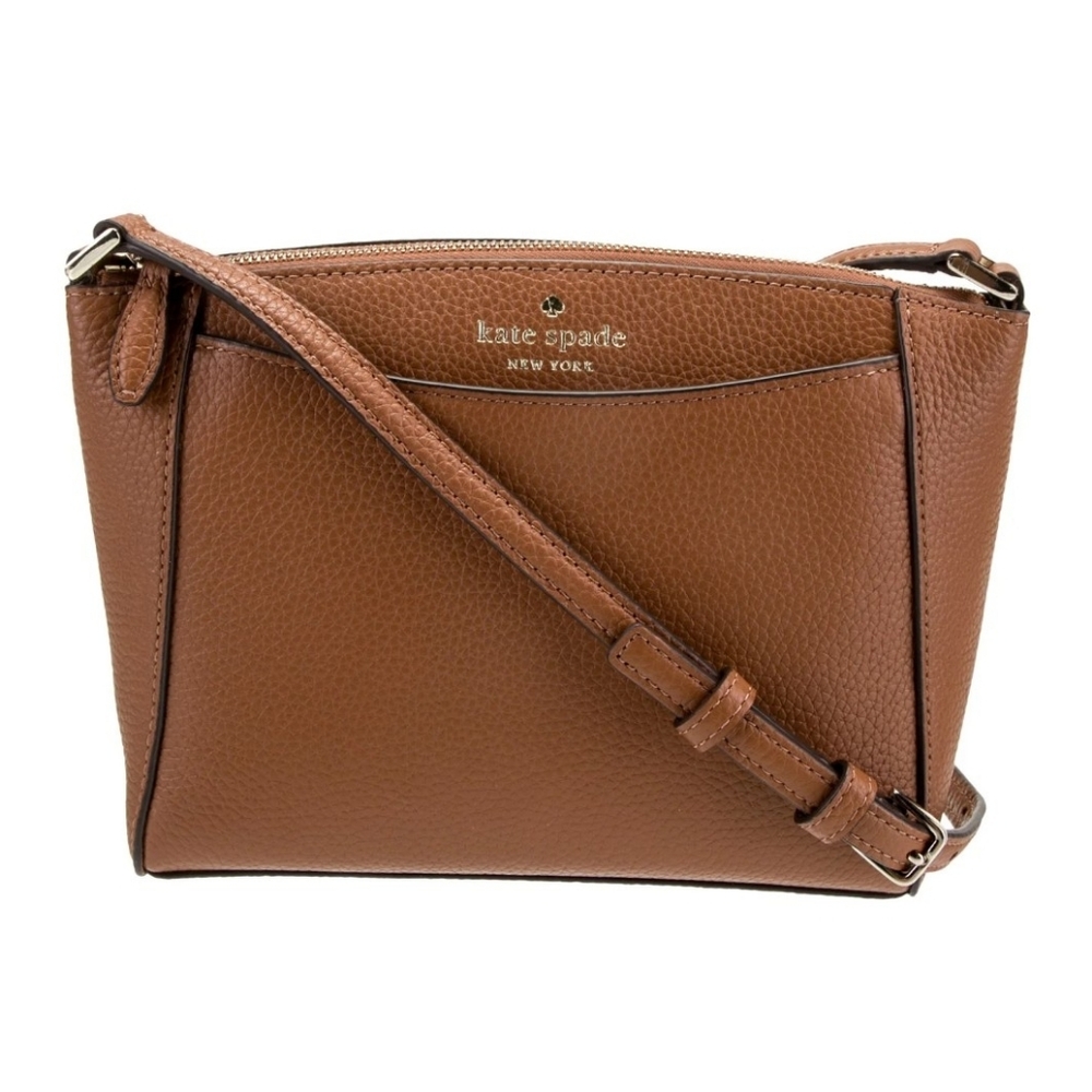 kate spade Brown Pebbled Leather Crossbody with Gold Hardware